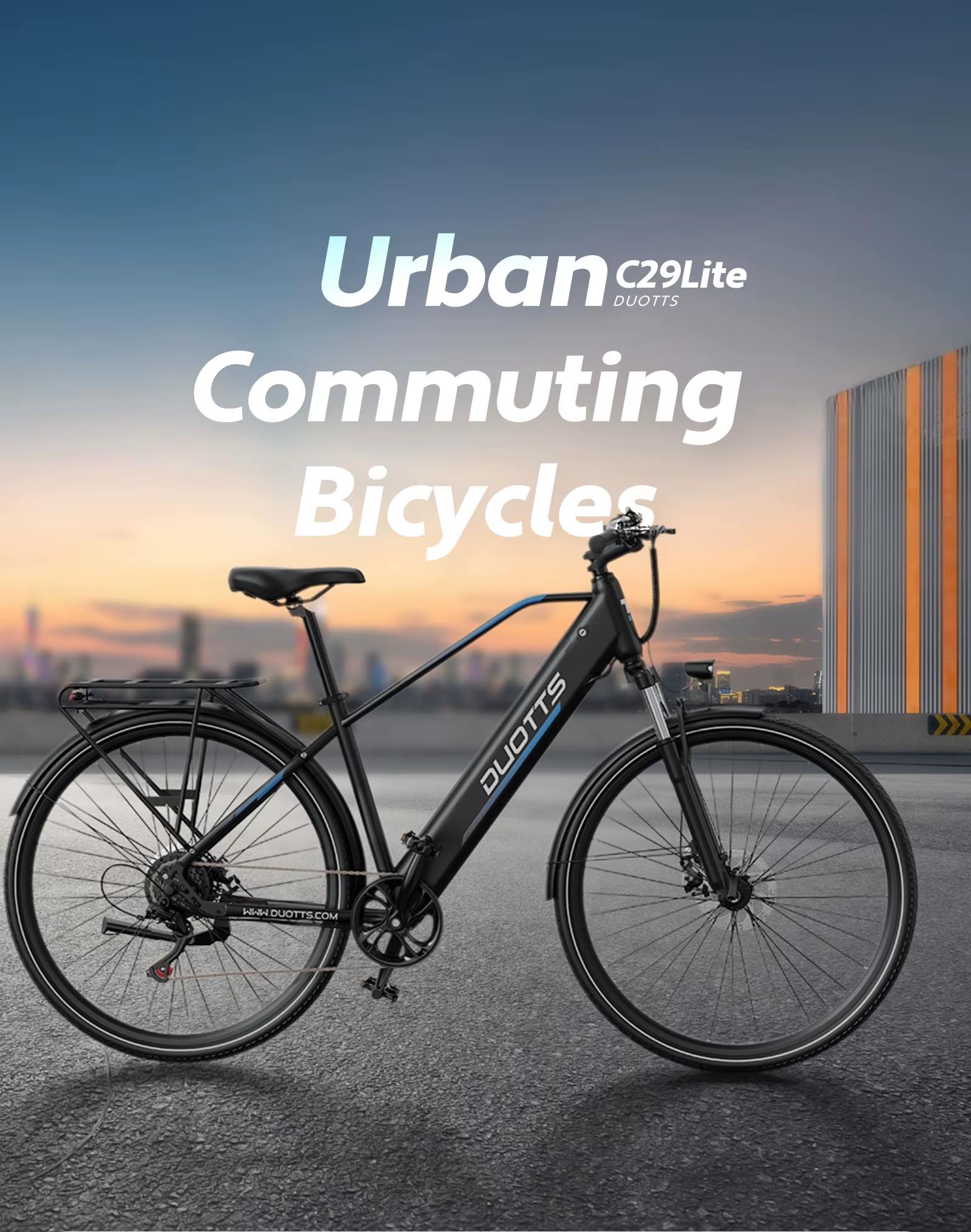 Bicicleta Eléctrica DUOTTS C29 Lite 250W Cumple Normativa UE 36V 13Ah Largo Alcance Ruedas Finas 27.5" 700C*42C Viajes Urbanos