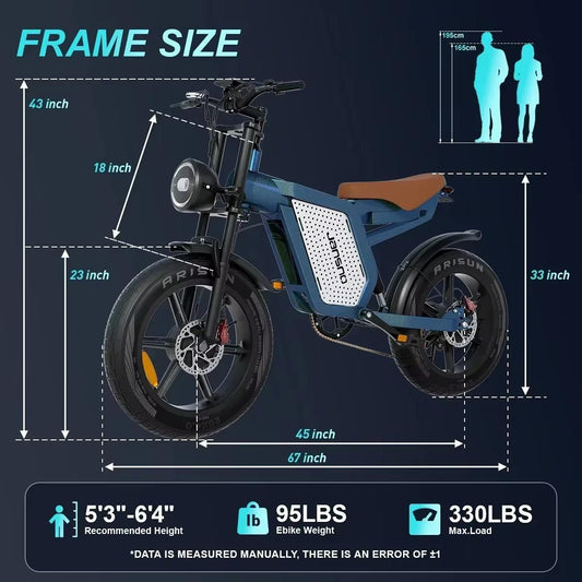 Bicicleta Eléctrica JANSNO X60 Doble Motor 1500W 48V23AH Frenado Hidráulico Velocidad Máxima 45 km/h Llave NFC Ruedas 20*4.0 Pulgadas Motocicletas Eléctricas Todoterreno