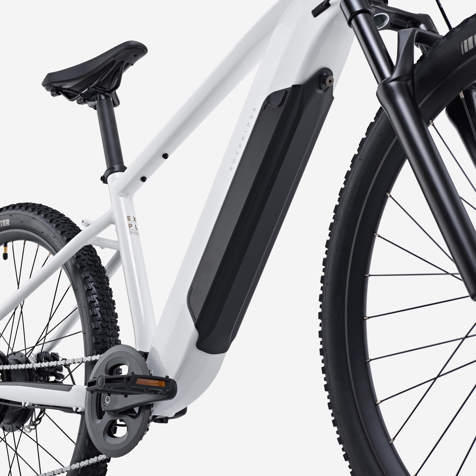 Bicicleta Eléctrica MTB 29" E-Expl 100 Blanco suspensión delantera aluminio